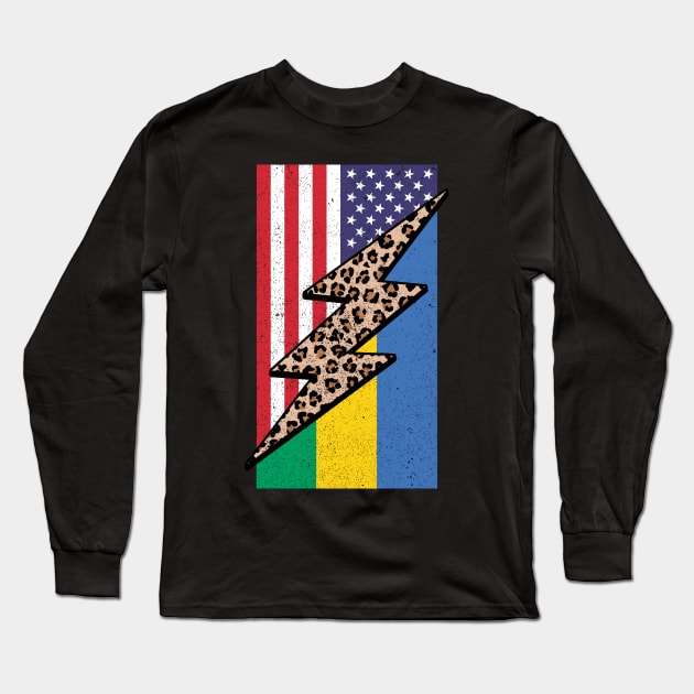 Half American Half Gabonese Leopard Print From Gabon Long Sleeve T-Shirt by Way Down South